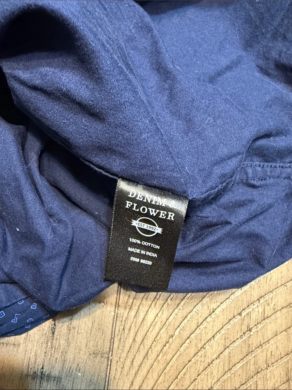 Denim & Flower Navy Short-Sleeve Button-Down with Micro Dot Print - Picture 4 of 6